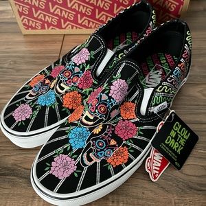Vans Classic Slip-On Dia De Los Muertos Black Sneakers Men's